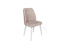Hanah Home Alfa-495 V2 Juego de Sillas de Terciopelo Crema y Blanco con Patas de Madera y Marco de Metal - 50x49x90 cm